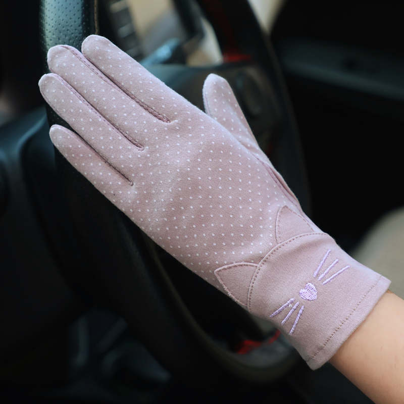 慕熙威尔防晒手套女薄款触屏春夏季遮阳网眼户外棉韩版骑电车开车防滑
