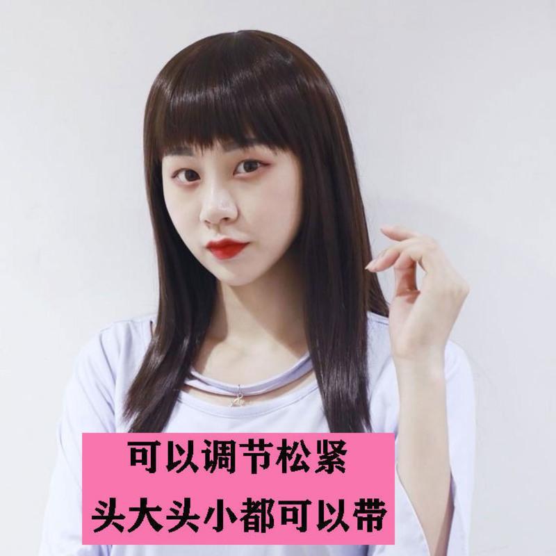 假发女长发全头套式长直发自然逼真隐形无痕女士中长发妈妈假发套 自然黑40cm长度 加发网