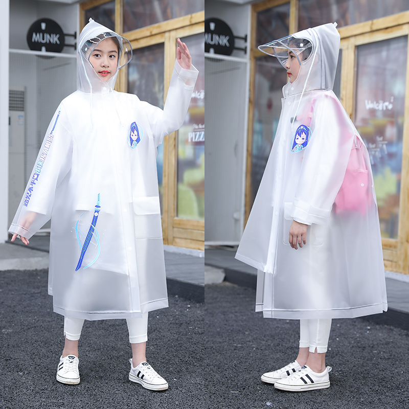 正雨儿童雨衣小学生上学专用男童女孩长款全身防暴雨带书包位雨披9063 