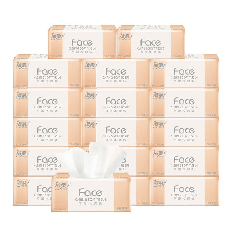 洁柔抽纸Face百花香味纸巾100抽M码大包6包*4提整箱24包 PR20924R-4T高清大图
