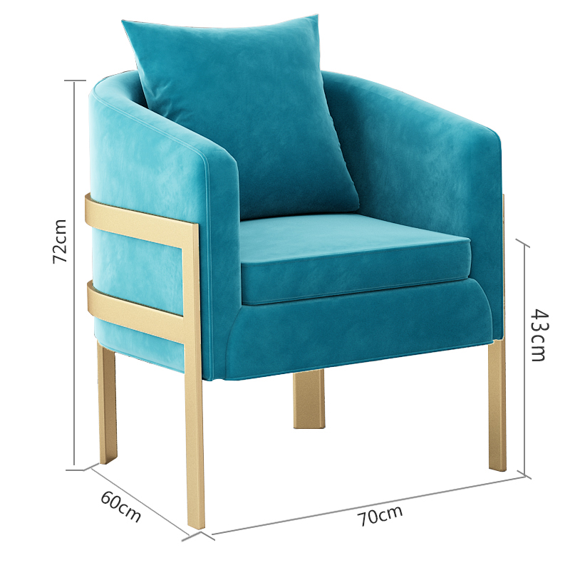 三金鑫 现代简约轻奢铁艺单人设计师沙发椅北欧休闲会客接待洽谈桌 单人位墨绿色60X70X72CM