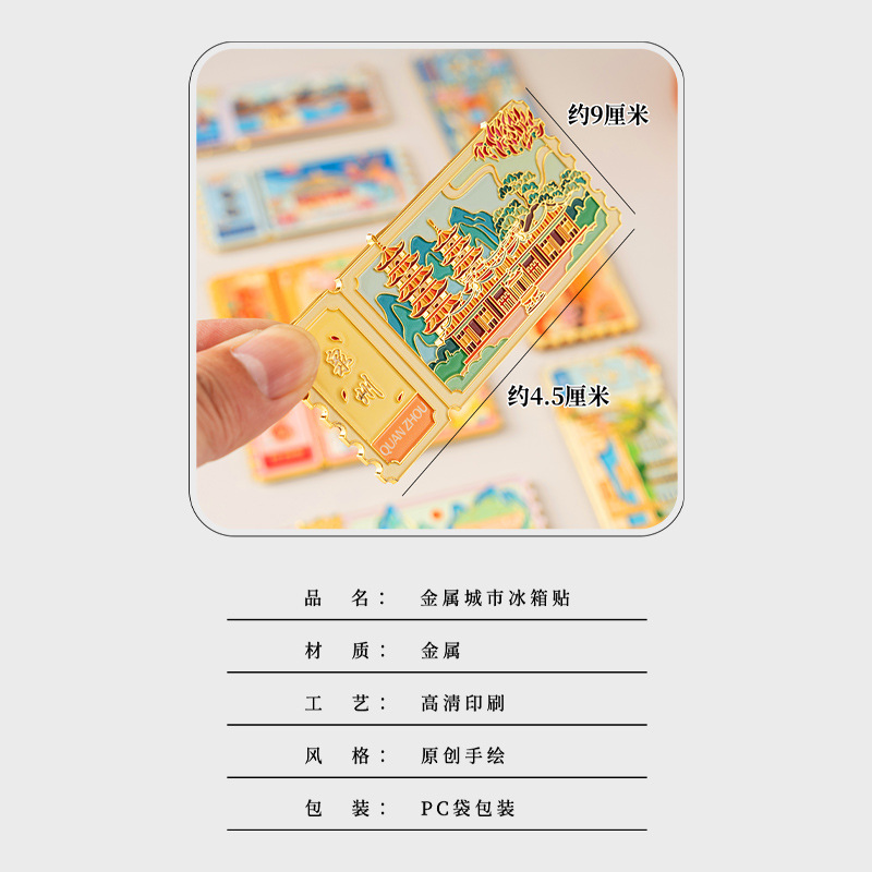 城市金属磁吸贴旅游景区纪念品地标文创-特色冰箱贴重庆高清大图