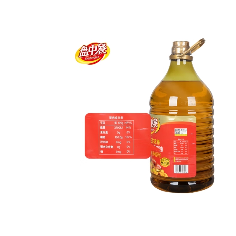 盘中餐 压榨花生浓香食用植物调和油 5L/桶高清大图