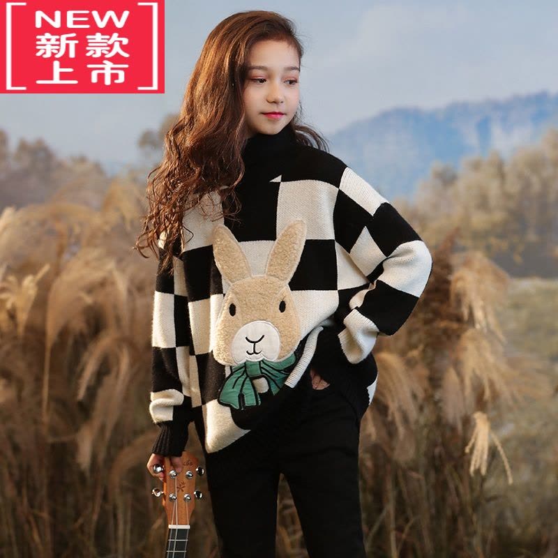 可莉允童装女童儿童毛衣长袖2022秋装新款套头韩版灯笼袖针织衫潮图片