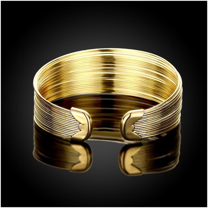 Z005 Women Gold Bracelet 女士开口手镯镀18K黄金色日韩首饰配饰送女朋友七夕情人节礼物