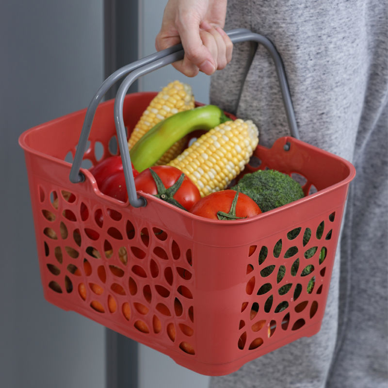 超市购物手提篮塑料置物菜篮子家用杂物收纳筐洗浴洗漱存放篮子