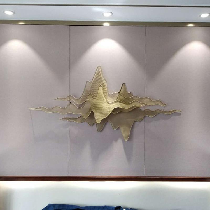 轻奢新中式客厅餐厅玄关金属铁艺家居装饰品墙面装饰挂件立体墙饰 三维工匠 B款120*58公分壁饰高清大图