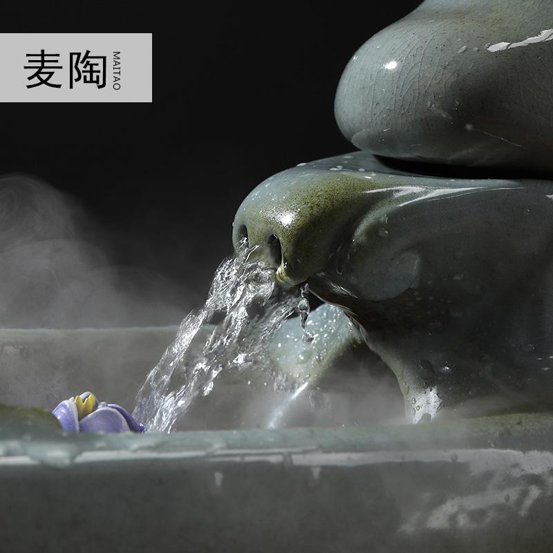 美帮汇流水喷泉轮加湿器家居装饰工艺礼品客厅办公室小摆件高清大图