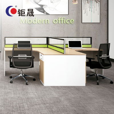 钜晟办公桌2.8米双人位屏风职员桌电脑桌JS-P1481T字