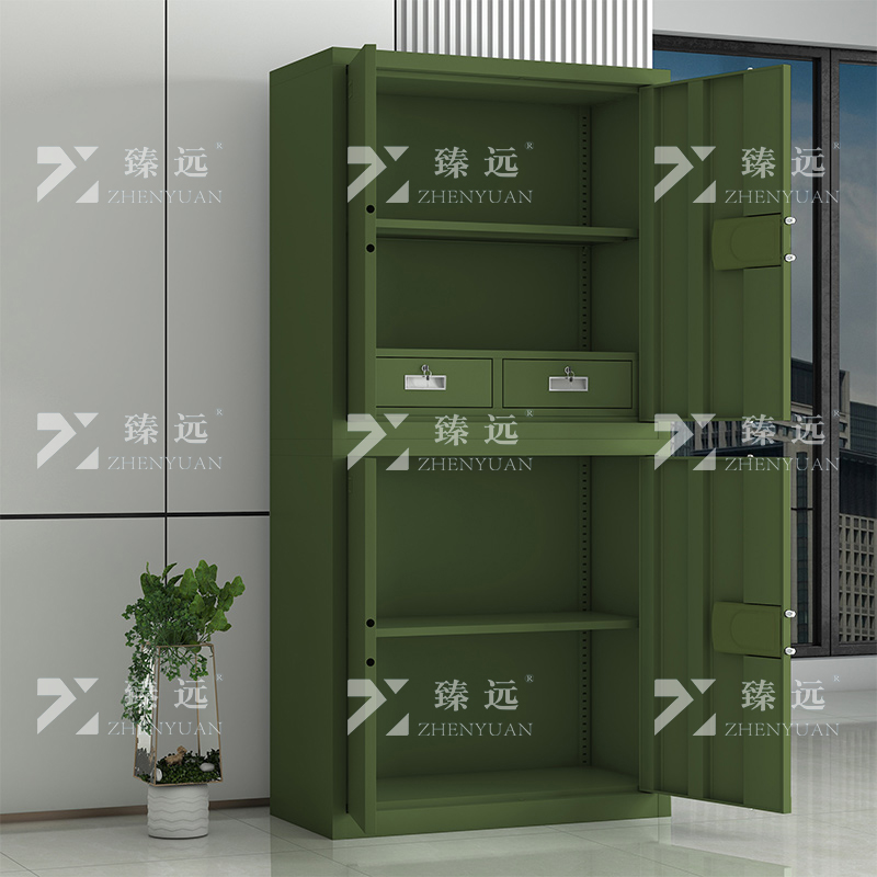 臻远 ZYJJ-80085 保密柜 绿色分双节指纹锁 长900*宽420*高1900mm 单位:1台高清大图