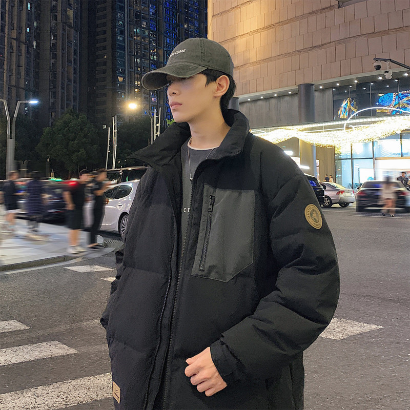 [2.5折价312元]唐狮男款羽绒服男立领撞色口袋小标男款羽绒服冬装外套男立领羽绒服