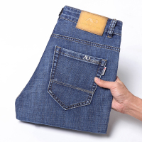 老爺車(LAOYECHE)牛仔裤男秋冬季款青中年男士休闲裤直筒商务弹力免烫男裤 老爷车su070蓝色 31(2尺4)