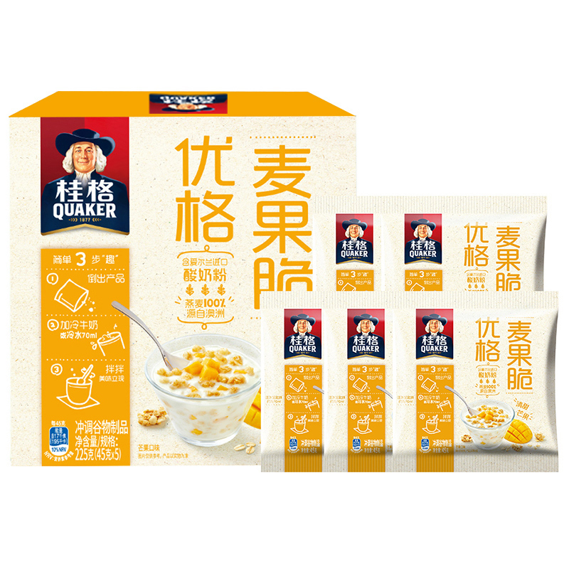 桂格(QUAKER) 麦果脆 优格芒果225克