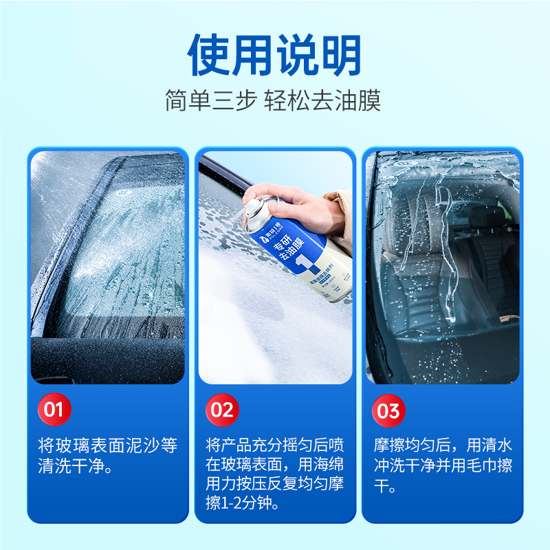 固特威玻璃油膜去除剂汽车玻璃油膜清洁剂去油膜清洗剂车窗清洁剂高清大图