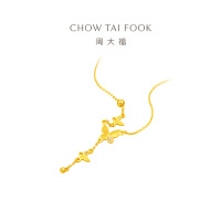 周大福流苏蝴蝶 足金黄金吊坠项链(工费:620计价) EOF1058