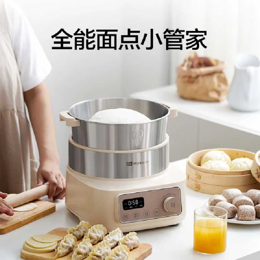 MOKKOM磨客5L和面机家用揉面面粉搅拌机多功能智能厨师搅面机发酵醒面打蛋饺馅机MK-173G高清大图