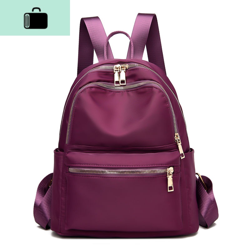 双肩包女2020新款韩版潮牛津布小背包女士尼龙百搭时尚帆布书包包NEW LAKE 紫色
