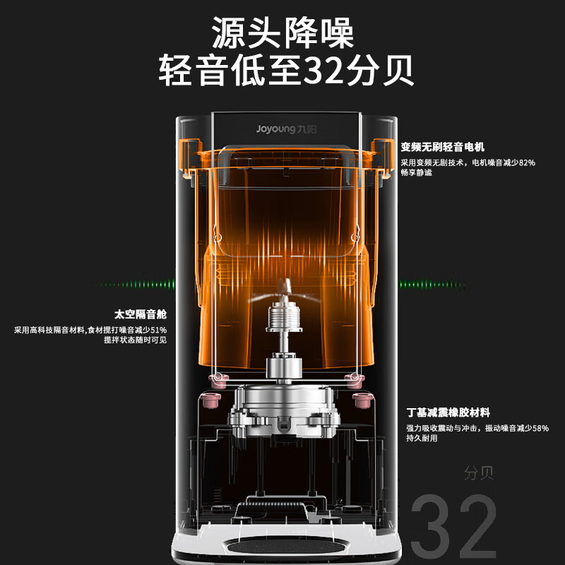 24新款 九阳(Joyoung)Y8轻音免手洗家用全自动变频无刷智能破壁料理机器人3-4人用32分贝1.5L豆浆机破壁机