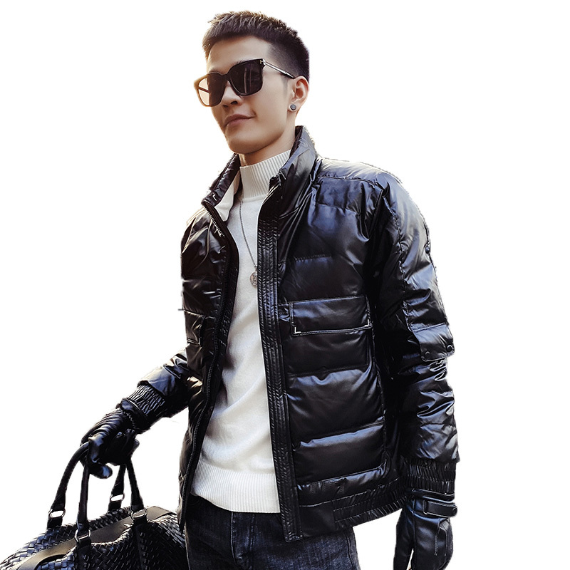 NEW LAKE2020新款轻薄保暖羽绒服男冬季韩版潮流帅气亮面短款男士冬装外套羽绒服