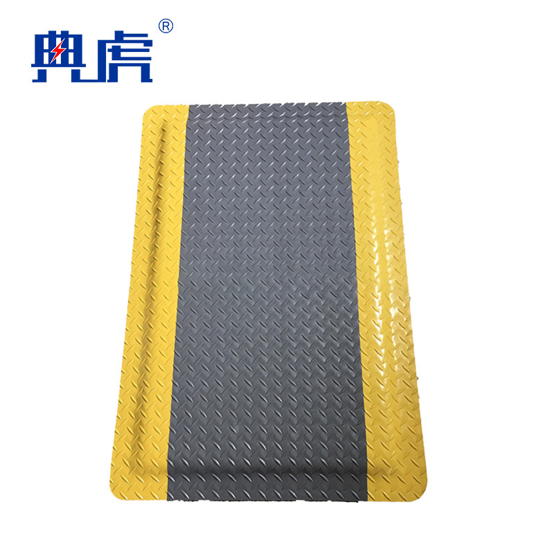 典虎 防静电抗疲劳地垫 黄边灰色 600*900*20mm 件