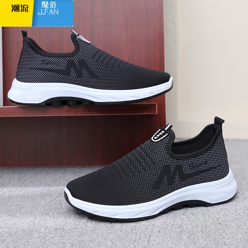 聚范2024新款老北京布鞋男鞋运动休闲鞋透气爸爸鞋一脚蹬老人鞋高清大图