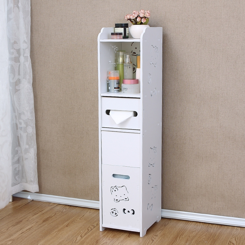 古达卫生间马桶边柜防水收纳柜落地式浴室夹缝置物架厕所多层洗手间窄