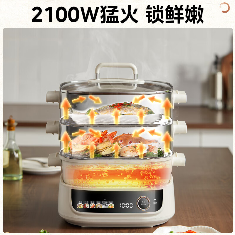 美的(Midea)多用途锅电蒸锅电火锅多功能锅蒸包子锅电锅加厚不锈钢电炒锅电煮锅电火锅 MZ-ZGC282866 GM高清大图