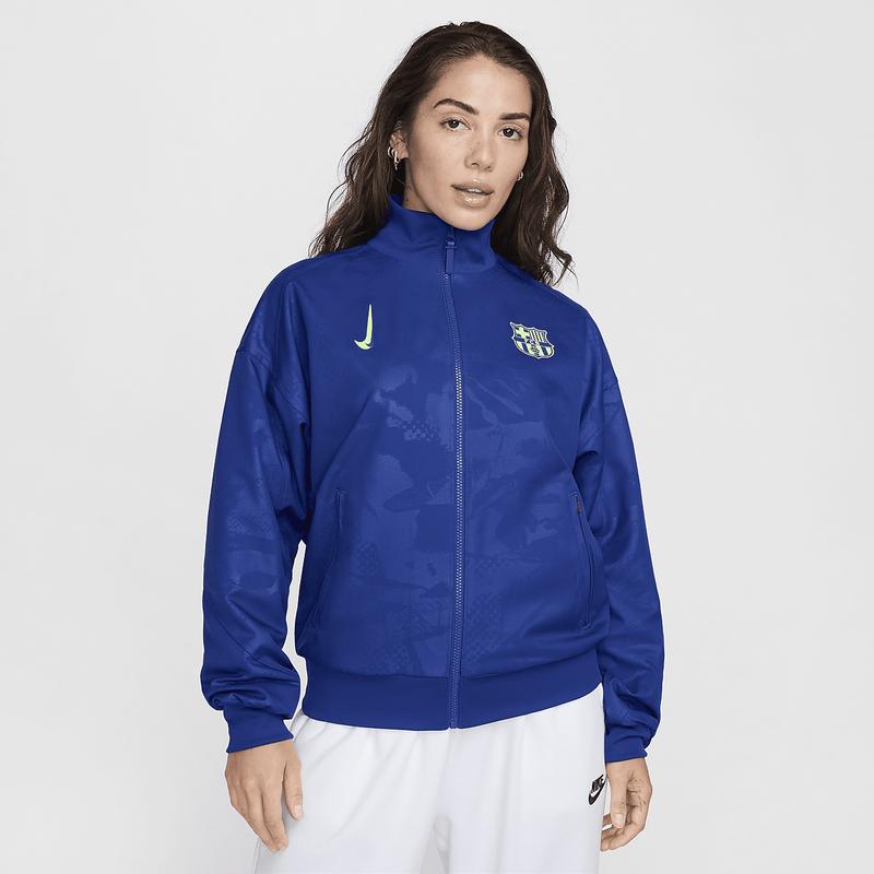耐克(NIKE)FcBarcelona女士运动夹克宽松版型吸湿排汗足球训练外
