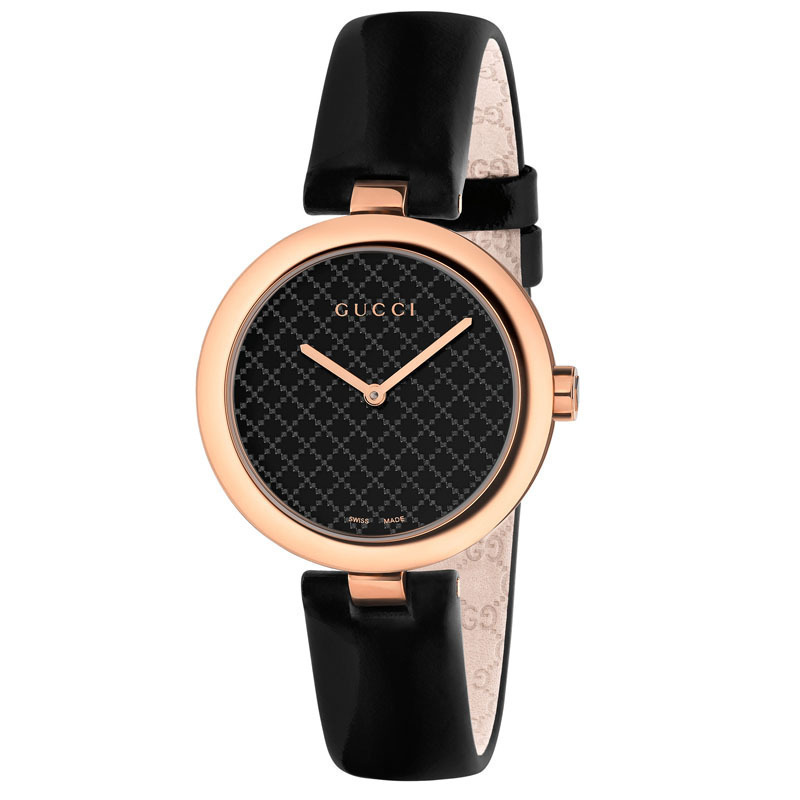 Gucci古驰手表女女表名牌时尚休闲黑色牛皮表带纹路表盘玫瑰金表壳石英表女钢带腕表ya 501 512报价 参数 图片 视频 怎么样 问答 苏宁易购