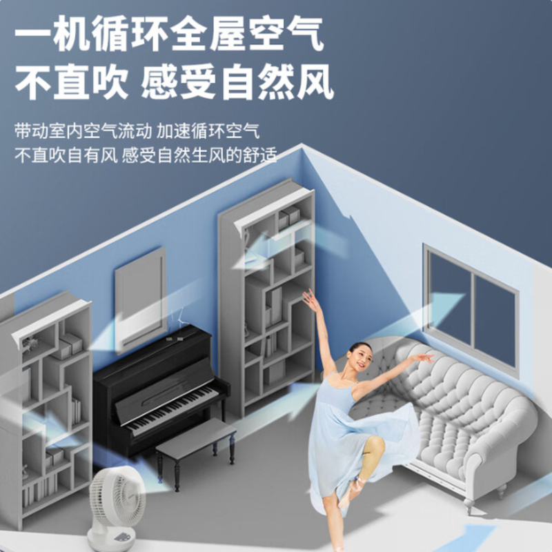 空气循环扇/安静定时家用卧室床头轻音电风扇/台式小风扇办公室落地电扇厨房/桌面小型台扇R910(Y)高清大图