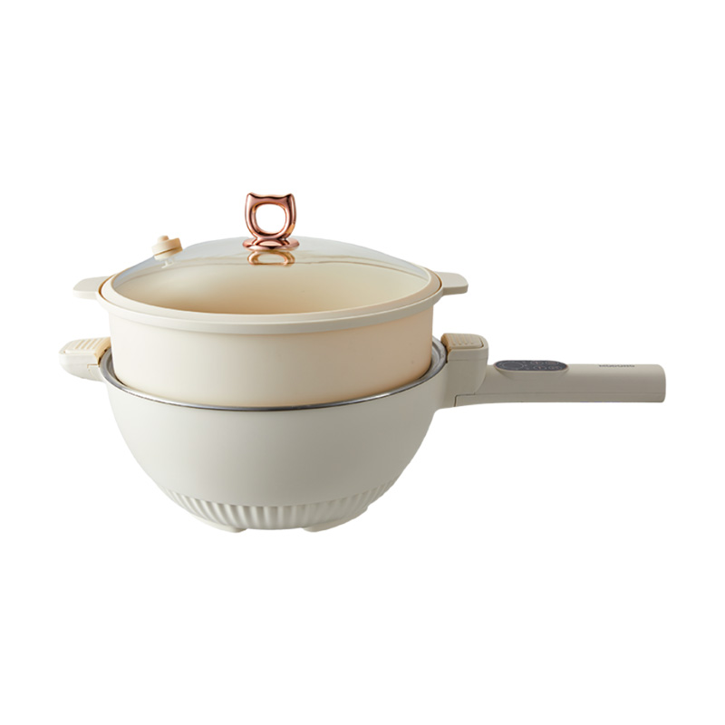 摩动电炒锅5L微压不锈钢胆蜂窝电炒锅带PP蒸笼MD-WYCG02L