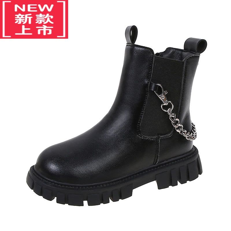 可莉允女童马丁靴切尔西短靴2022新款秋冬季加绒保暖烟筒靴儿童男童靴子图片