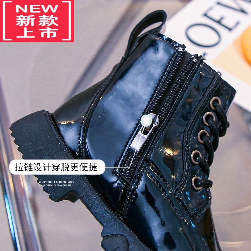 可莉允女童靴子2022新款冬季男童短靴加绒保暖英伦风二棉秋冬儿童马丁靴图片