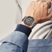 梭伦(SOLLEN)手表男式防水日历钢带石英表男士多功能手表男商务学生腕表时尚男表休闲精钢SL-711