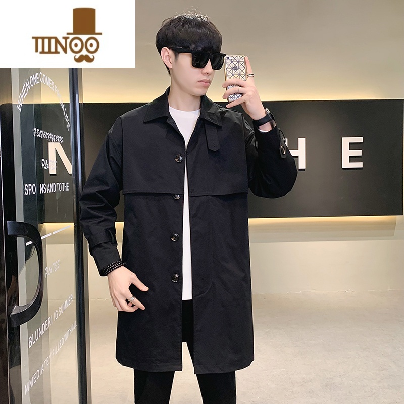 YANXU男士风衣中长款外套休闲工装百搭大衣英伦潮流轻熟潮牌夹克高清大图