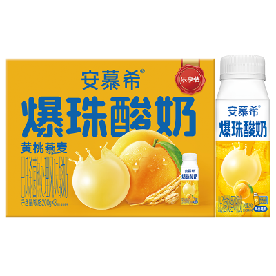 【9月生产】1*8*200g安慕希黄桃燕麦巴氏杀菌热处理风味爆珠酸奶(乐享装-新）