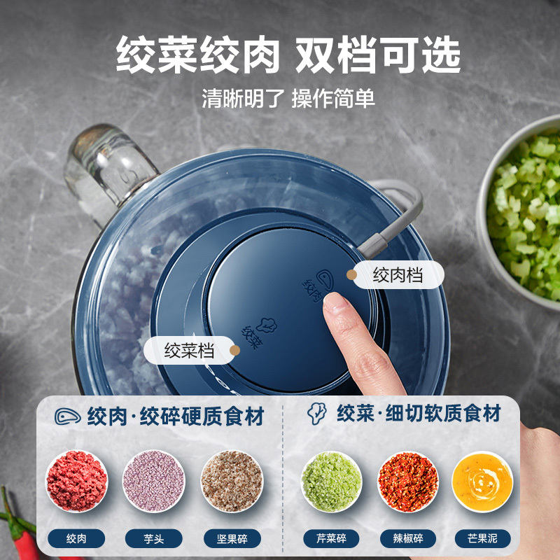 苏泊尔(SUPOR)绞肉机2.2L家用玻璃碗料理机宝宝婴儿辅食机大容量多功能电动搅拌机碎肉机绞馅机R55S-U(双刀)