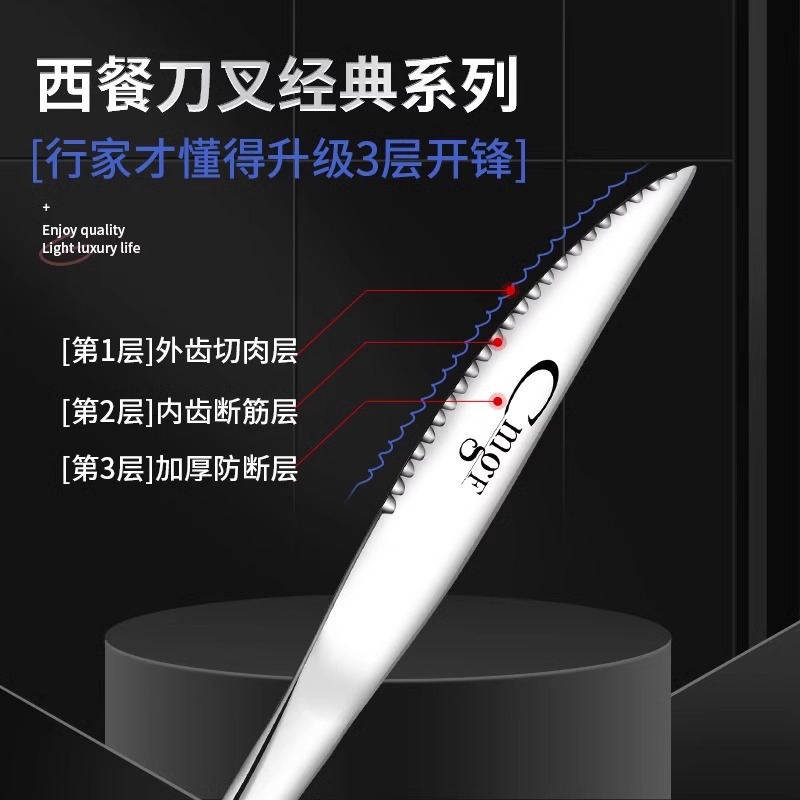 高端牛排餐具刀叉套装家用西餐餐具切牛排刀叉勺不锈钢8177高清大图