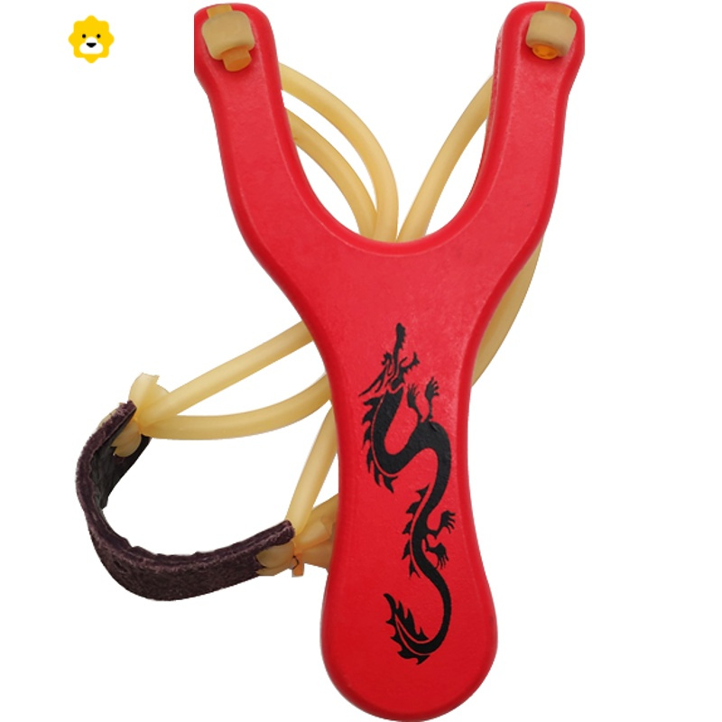 图案弹弓传统木质弹工射击飞镖弓箭玩具木叉子红色中国龙弹弓单个动漫
