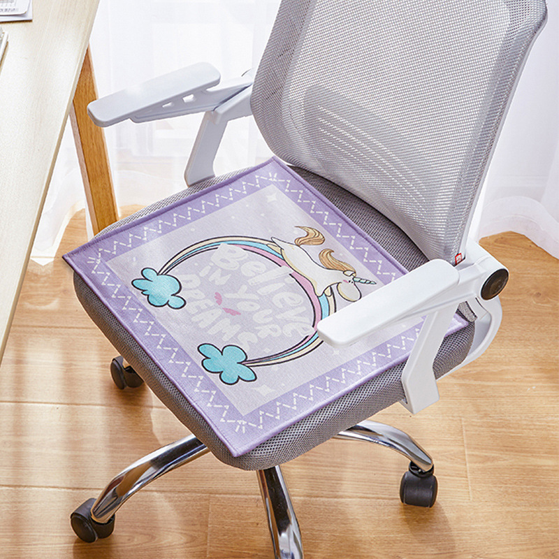 幸福派 夏天冰丝坐垫办公室久坐透气凉垫夏季学生凳椅子屁股凉垫冰丝椅垫家用椅子椅垫学生夏季凳子垫子卡通防滑屁股垫高清大图