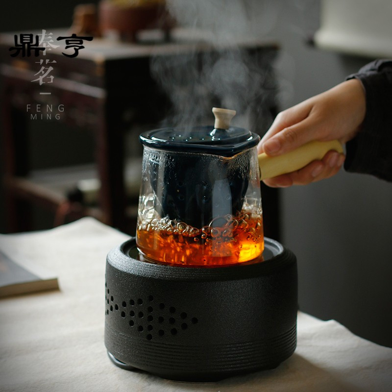 鼎亨侧把陶瓷煮茶器耐热玻璃蒸茶壶电陶炉煮茶壶家用功夫茶具套装