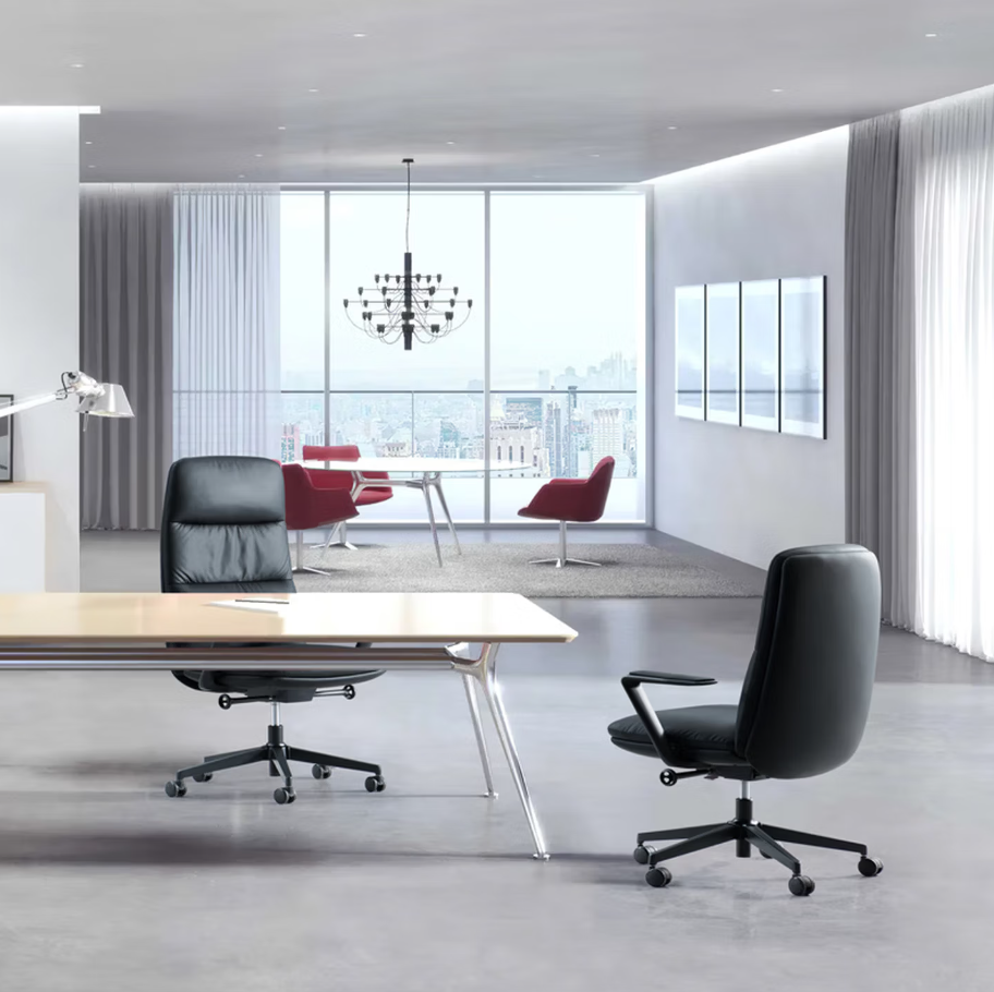 GUDONE办公椅升降旋转按摩椅高背大尺寸旋转舒适办公椅高清大图