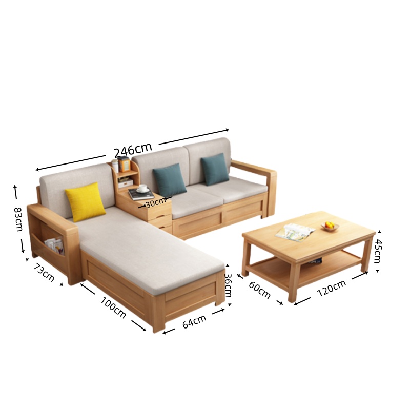 智叶舟沙发茶几组合246*173*83cm+茶几套高清大图
