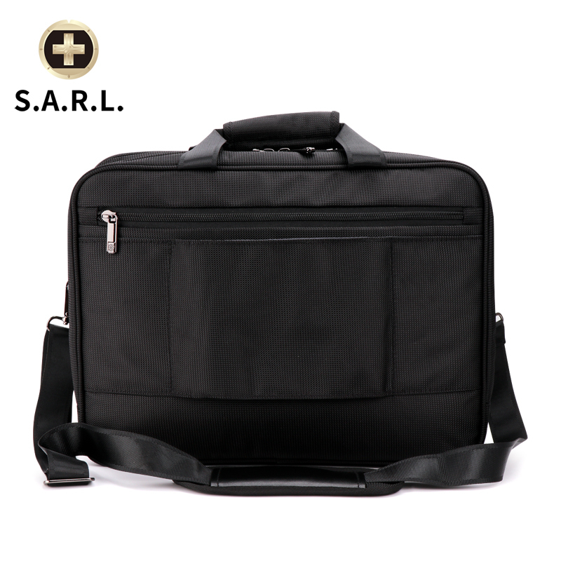S.A.R.L单肩电脑包 瑞士单肩包手提电脑包大容量公文包可放14.1英寸 手提电脑包 SA2105 黑色