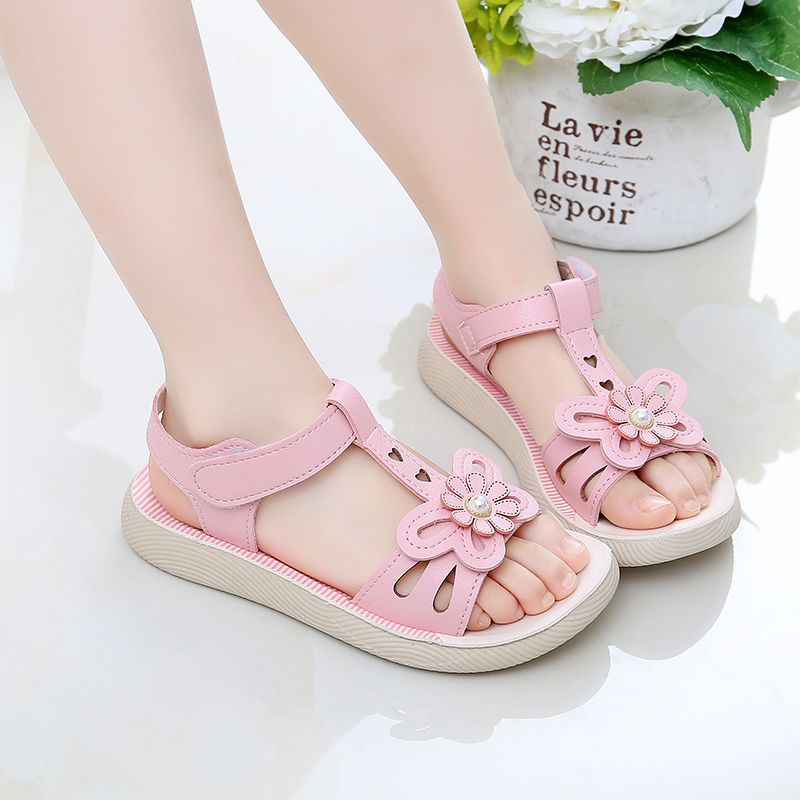 实心底女童凉鞋公主鞋小女孩凉鞋儿童鞋韩版小中大童学生软底凉鞋