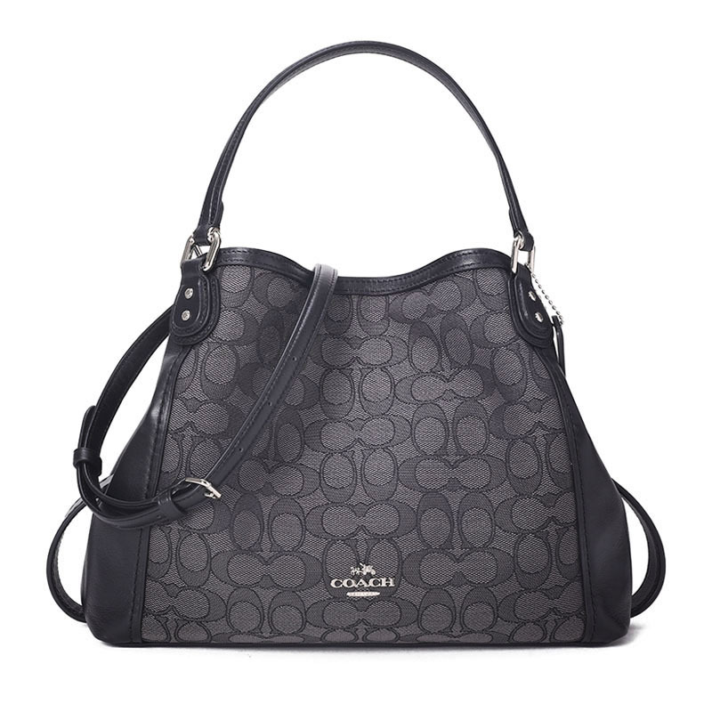 coach蔻驰女包双c提花拼皮手提单肩包57934视频