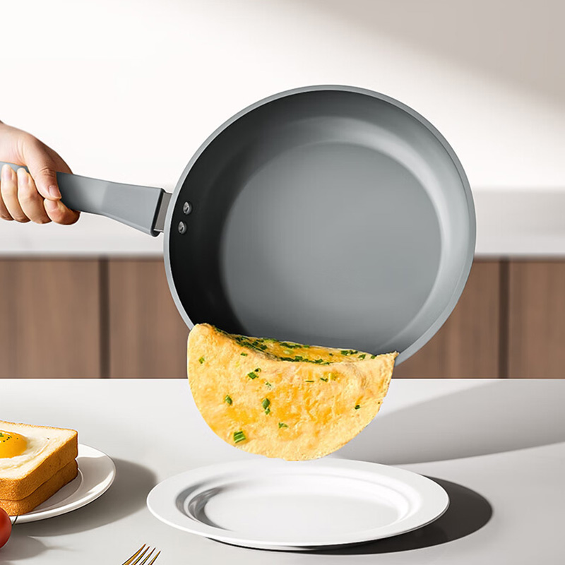 三禾煎锅24cm陶瓷不粘锅平底煎炒锅无氟涂层黛青蓝LJ24U4高清大图