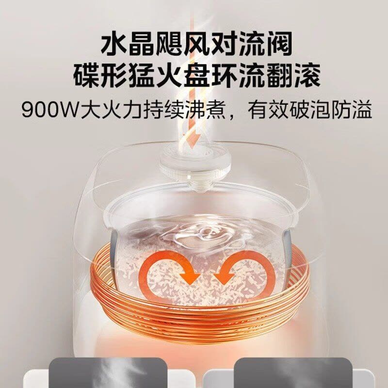 美的青瓷系列飞快煮饭电饭煲柴火饭不粘锅4L大容量抑菌智能煮饭蝶形煲汤煮粥轻奢简约电饭锅 MB-4E01R轻奢白4L图片