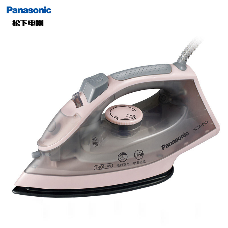 松下(panasonic)电熨斗家用蒸汽熨烫蒸汽烫衣服 1300W大功率干湿两用多功能多档调节NI-M105N粉色高清大图