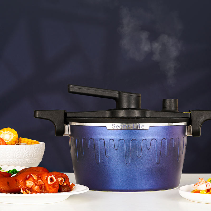 新思特 国潮宝石蓝系列-微压锅WY-A不粘锅多功能微压锅汤锅压力锅家用高压锅电磁炉通用燃气高清大图